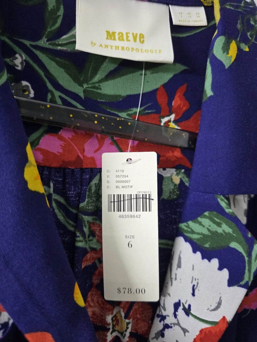 NWT Maeve By Anthropologie Blue Floral Button Tie Front Blouse Size 6 - Picture 3 of 6